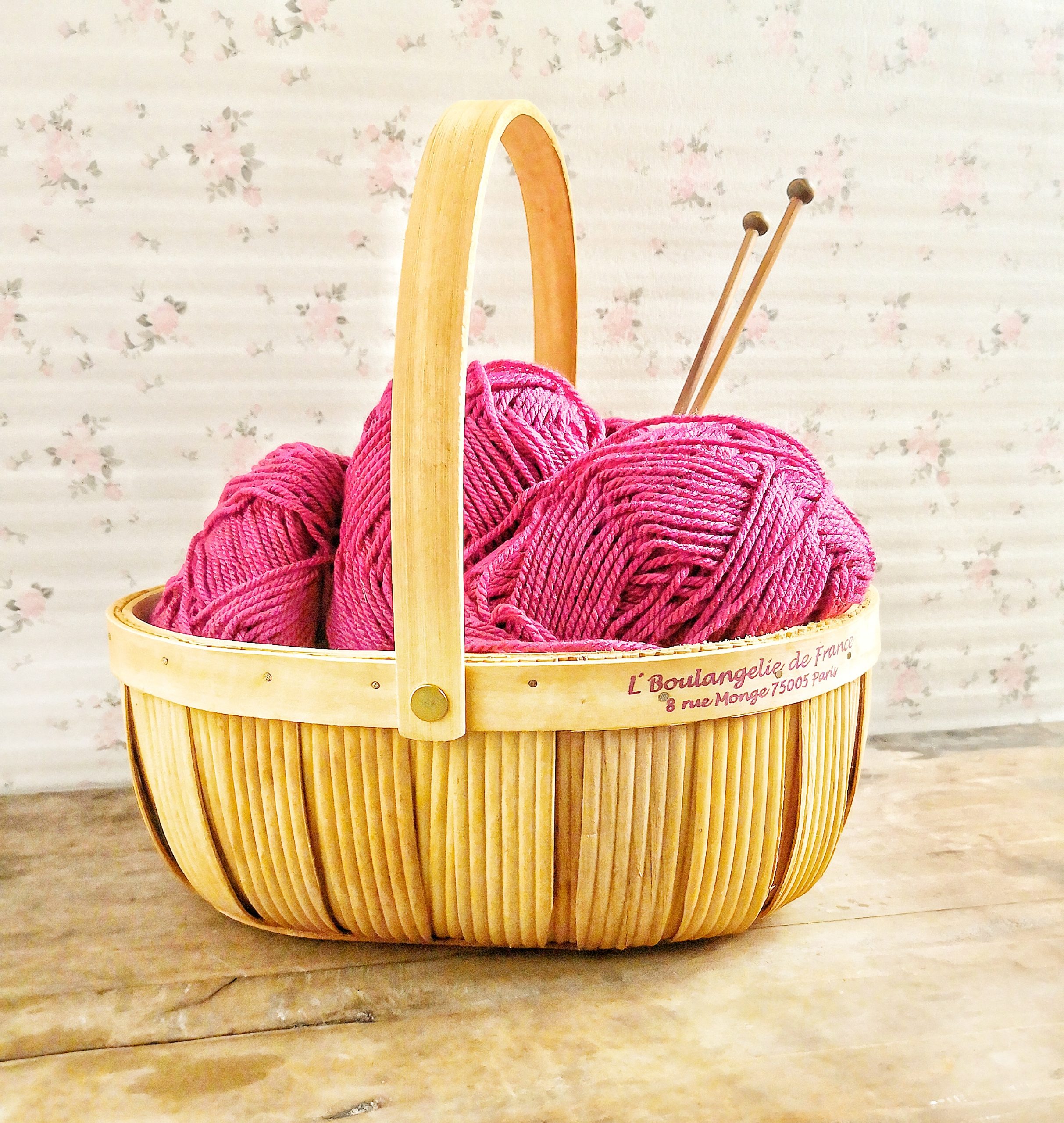 Wooden Basket with Handle