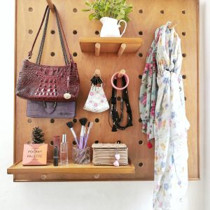 Wooden Pegboard for Women Accessories Storage